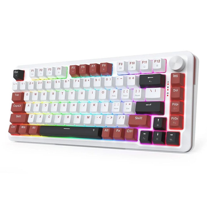 Механична клавиатура Gaming Redragon Stomhunter Magnetic с кабел, RGB осветление, Магнитни розови суичове Redragon, Бял/Червен