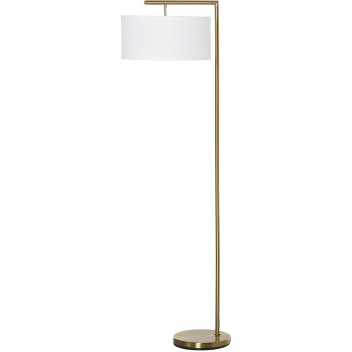 Lampadar modern, metal, alb si auriu, 47x37x153cm