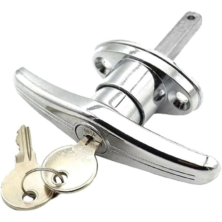 Broasca cu maner T fixa spate, metal, argintiu, 10.3cm
