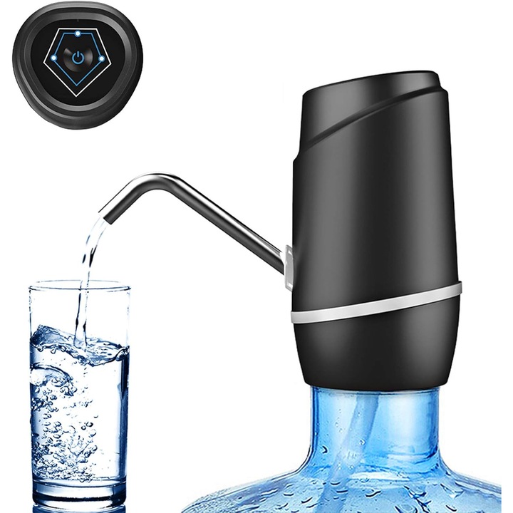 5 gallonos vízadagoló, elektromos ivóvízpumpa, hordozható vízadagoló, univerzális USB-töltésű pumpa 2-5 gallonos vizespalackokhoz 2 szilikonnal