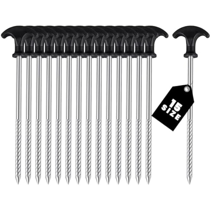 Set 15 cuie cort metalice, rezistente, filetate, galvanizate, 21cm