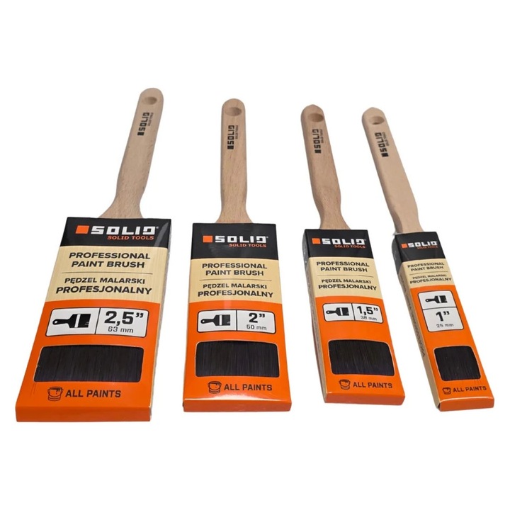 Solid Tools professzionális ecsetkészlet, méretek: 25mm, 38mm, 50mm, 63mm