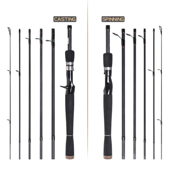 Horgászbot 6 részes karbon 2.1x2.4m többszínű tokkal
