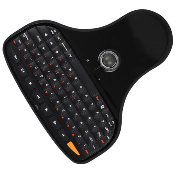 Vezeték nélküli mini billentyűzet trackball-lal, fekete, 124x135x25mm
