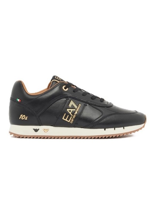 Мъжки спортни обувки BLACK & WHITE LACES 10TH ANNIVERSARY LEATHER, EA7, Естествена кожа, Черен