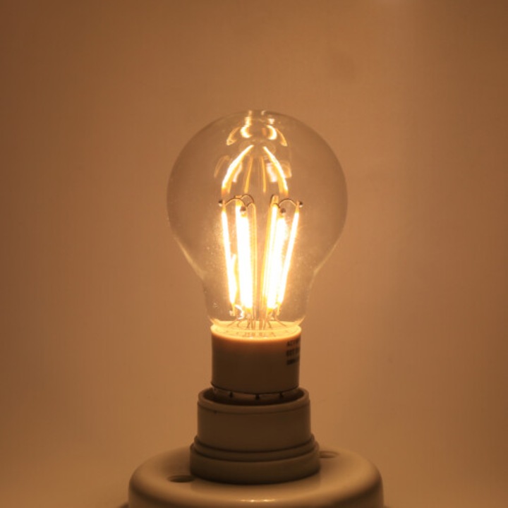 Bec LED filament 12V 6W E27 meleg fehér 360°