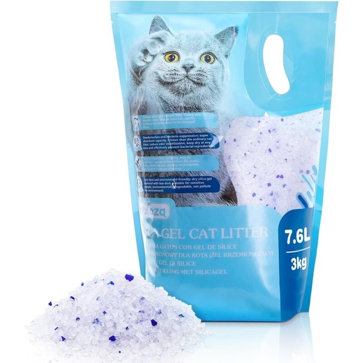 Asternut pisici silicat cristale 7.6L 3kg fara praf fara cocoloase