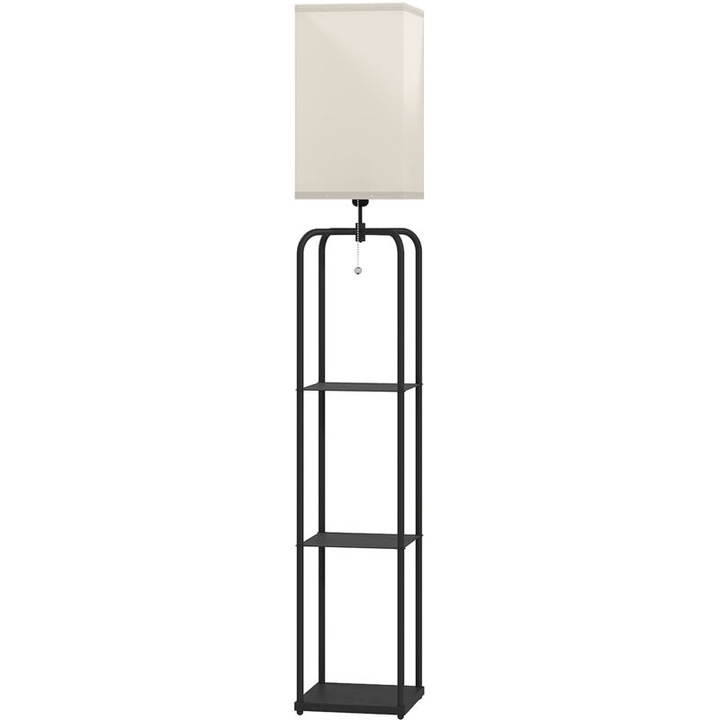 Lampadar cu rafturi, umbrela din material textil, 26x26x163cm, alb