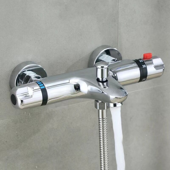 Fali termosztátos csaptelep függőleges kiegészítőkkel, króm, 150x13x17mm