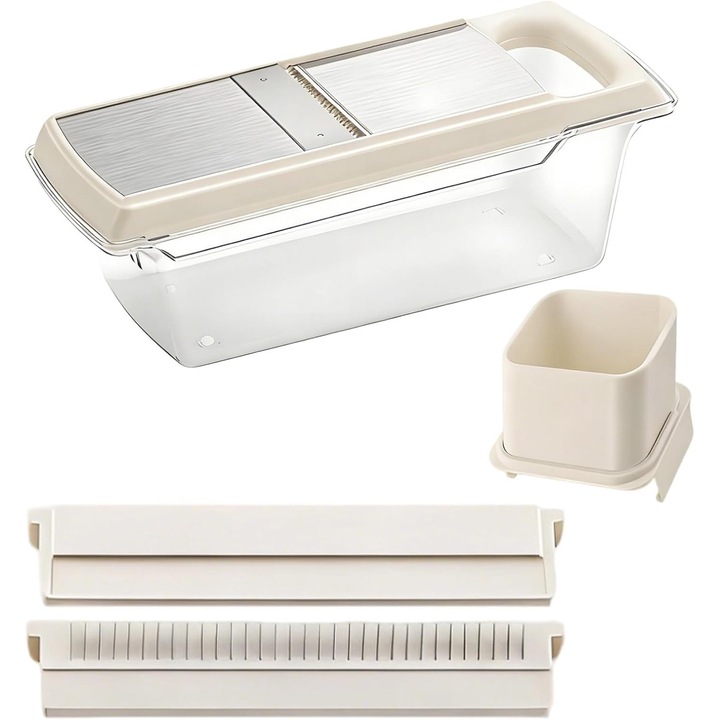 Feliator manual multifunctional cu 2 lame inox si recipient colector, multicolor