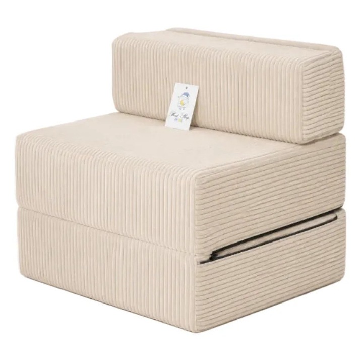 Fotoliu extensibil Best Sleep Dream Hold, 70x70x63 cm, suprafata extinsa 170x70x21 cm, crem