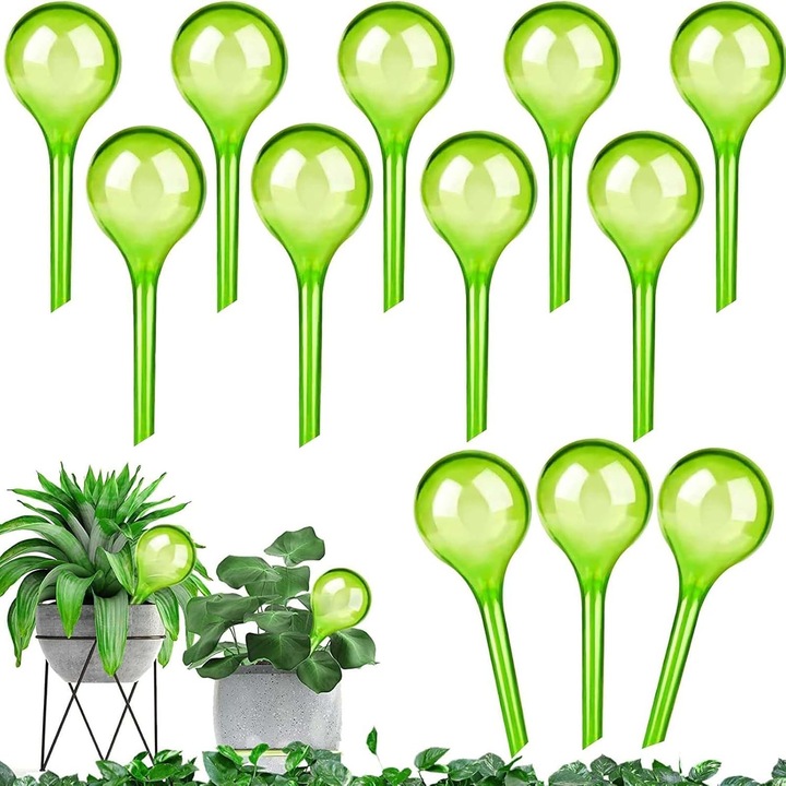 Suport irigare plante cu 10 bile autoabsorbante, sistem automat, verde, mic