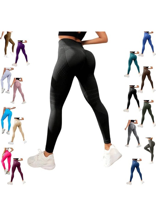 Női kompressziós leggings, hosszú, magas derék, fekete, sport leggings