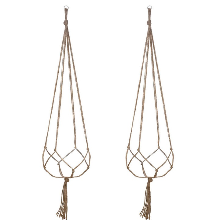 Függő virágtartó, 2 darabos szett, kézzel fonott, 120 cm, univerzális, többszínű