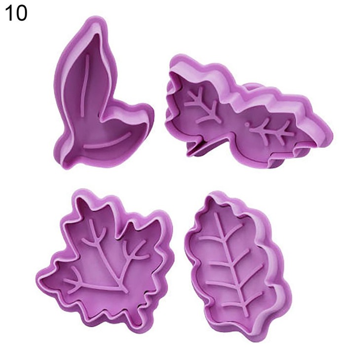 Set 4 forme prajituri, model desen animat, plastic, 3.2x3.8cm-6.6x5cm, multicolor