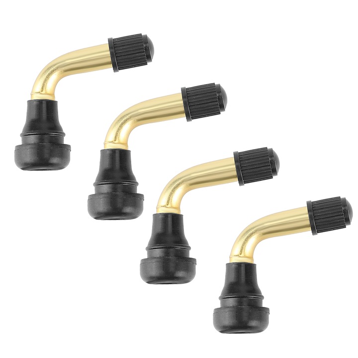 Set 4x Ventil PVR50 pentru trotineta electrica Kugoo, KuKirin, Motus, Vsett, indoit 90 grade, Tubeless, Negru, Argintiu
