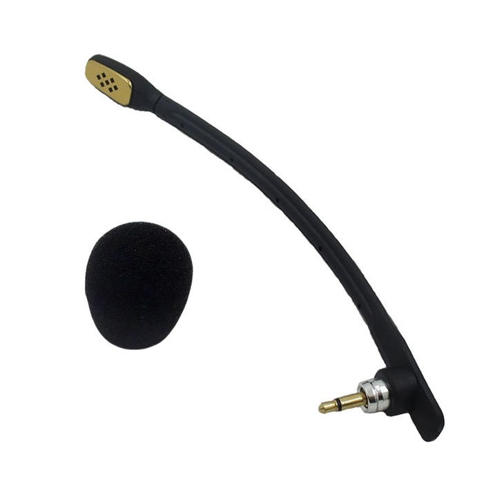 Mikrofon csere, fém és PVC, levehető, fekete-fehér, 18cm