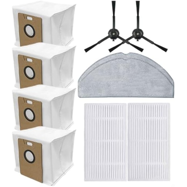 Set 10 piese perie laterala filtru saci praf lavete pentru aspirator Tapo multicolor