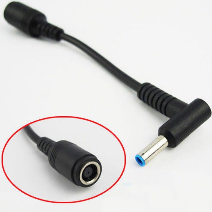 Tápkábel adapter 7.4x5.0mm-ről 4.5x3.0mm-re, fekete, 15cm