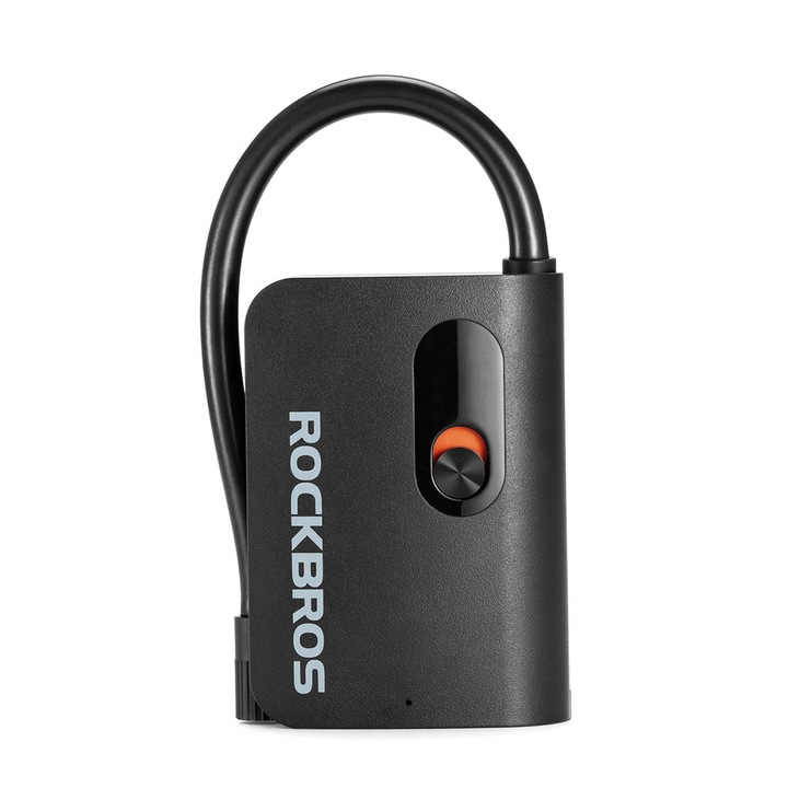 Rockbros L1 Mini elektromos kerékpárpumpa, 70 PSI, 20 cm tömlőhossz, USB-C töltés, Fekete