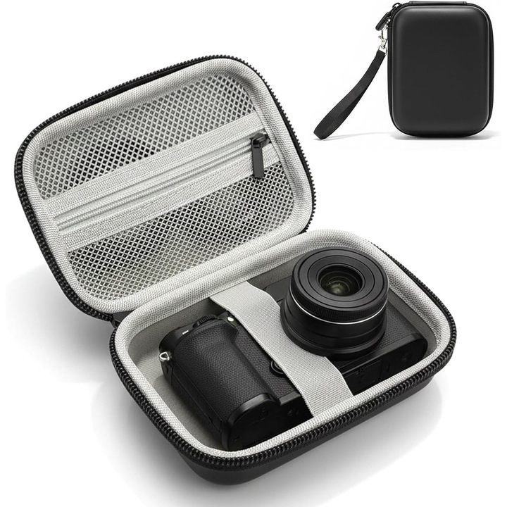Geanta compacta pentru camera digitala, protectie EVA, negru, 11x8x4cm