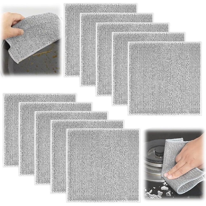 Lavete din sarma multifunctionale, set 10 bucati, reutilizabile, fara zgarieturi, multicolor, dimensiuni variate