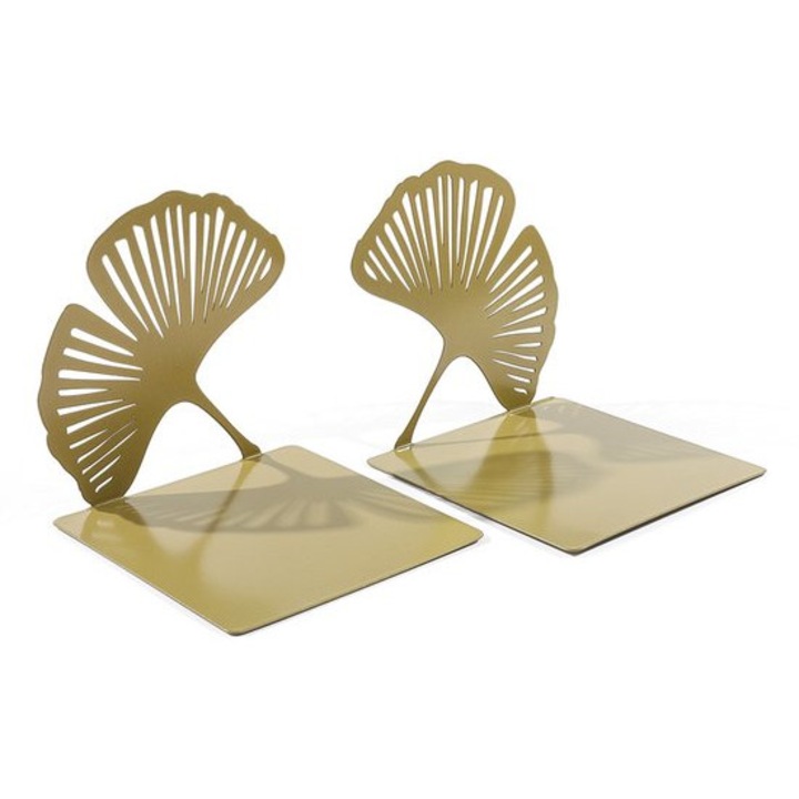 Suporturi pentru carti, metal, auriu, 12.5x12.5x12.5cm set 2 bucati