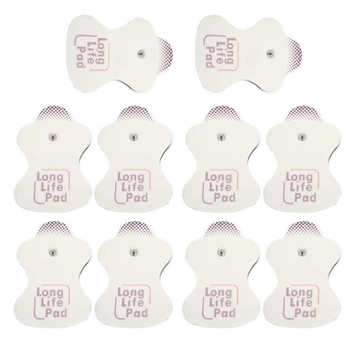 Комплект от 10 електродни подложки за масаж, силикон, 10x6.5см, бял