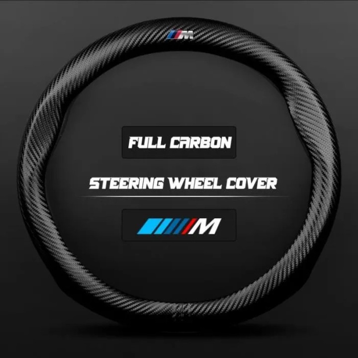 Husa volan carbon BMW 37x38cm negru subtire rezistenta