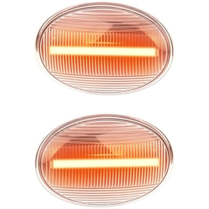 Комплект 2 LED странични мигачи, 73x50mm, бяло-прозрачни, жълти, за Mini Cooper
