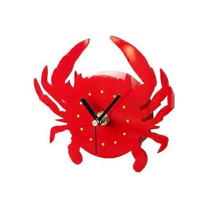 Ceas de perete decorativ, model crab, 3D, magnet, multicolor, 30x30cm