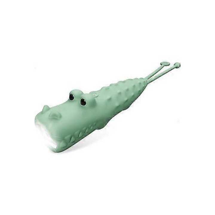 Gyermek lámpa krokodil, újratölthető, állítható, szilikon, többszínű, 15x5cm