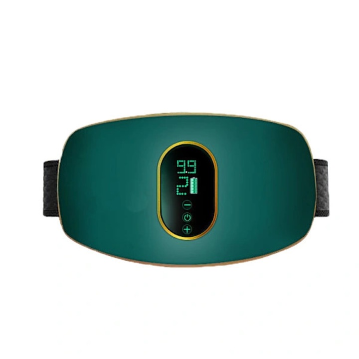 Centura de masaj abdominal, aparat de masaj pentru burta, 3 trepte de intensitate, afisaj digital led si mod auto 15 min, reincarcabila usb, verde, 1 buc