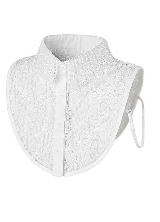 Levehető csipkegallér, elegáns, sokoldalú, fehér, 70% pamut 30% poliészter, One Size INTL