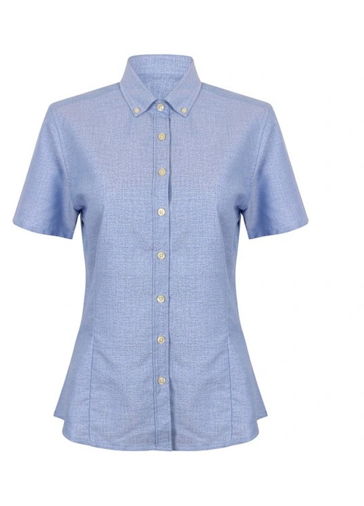 Modern rövid ujjú Oxford ing, kék, 80% pamut, 20% poliészter, 4XL szett, 4XL INTL