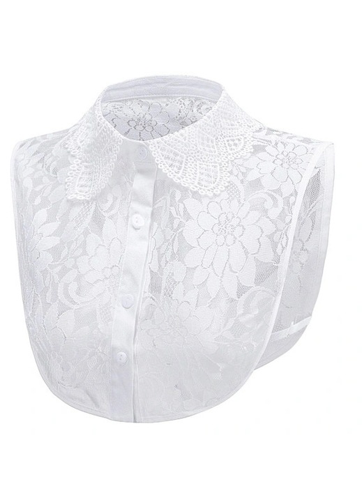 Levehető hamis gallér, fehér, csipke, sifon, hímzett virágmintás, sokoldalú szett női ingekhez, One Size INTL