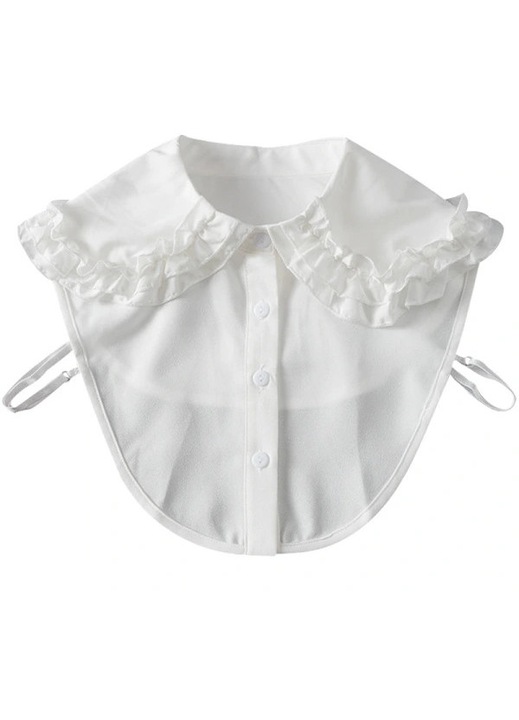 Levehető gallér nőknek, fehér, sifon, fodros, gombos záródás, sokoldalú ruhákhoz, blúzokhoz, pulóverekhez, One Size INTL