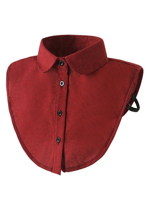 Guler detasabil, in carouri, pentru femei, rosu, material de calitate, One Size INTL