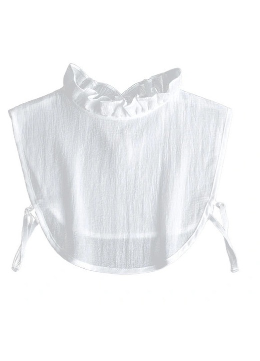 Műgallér fodrokkal, fehér, poliészter, levehető, One Size INTL
