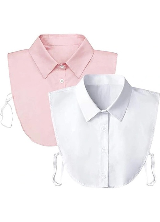 Műgallér, 2 darab, laza gallér, fehér/rózsaszín, One Size INTL