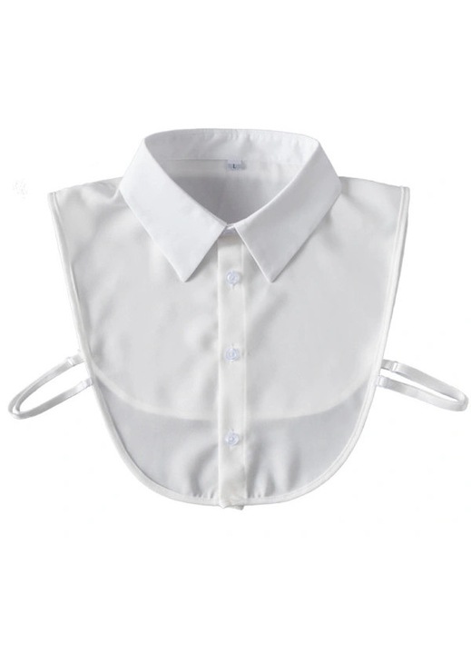 Levehető fehér sifon gallér fodrokkal, gombos záródással, ruhákhoz és blúzokhoz, One Size INTL