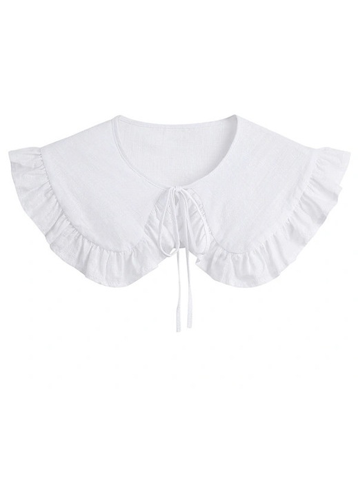 Műgallér fodrokkal, fehér, pamut, 1 db-os szett, One Size INTL