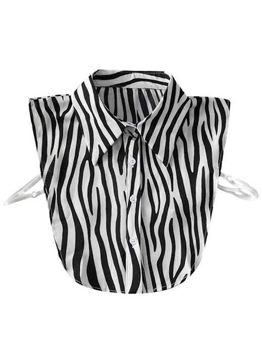 Levehető zebra gallér, lezser, női, hamis fél ing, textil anyagból készült, One Size INTL