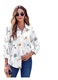 Camasa pentru femei, imprimeu floral, maneca lunga, alb, casual