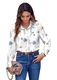 Camasa pentru femei, imprimeu floral, maneca lunga, alb, casual