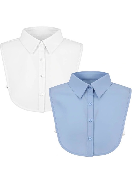 Női 2 részes hamis gallér, fehér és kék, klasszikus design, minőségi anyag, One Size INTL