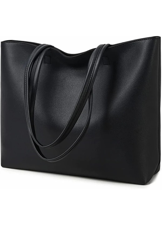 Női shopper táska, műbőr, fekete, 38x10.5x30cm