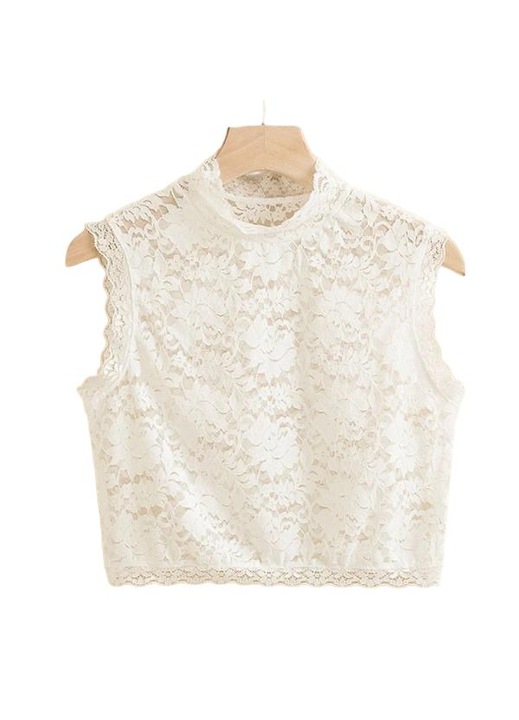 Top din dantela, floral, alb, XL INTL