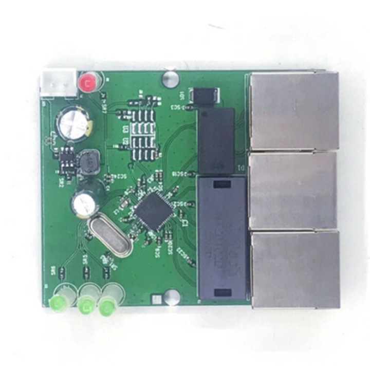 Ethernet switch 3 portos 10/100Mbps, fekete, mini