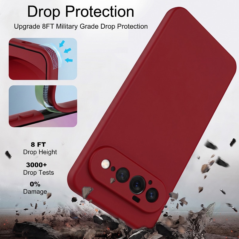 Husa pentru Google Pixel 11 PRO OEMG® Silicon case, protectie militara, interior din microfibra-Rosu corai